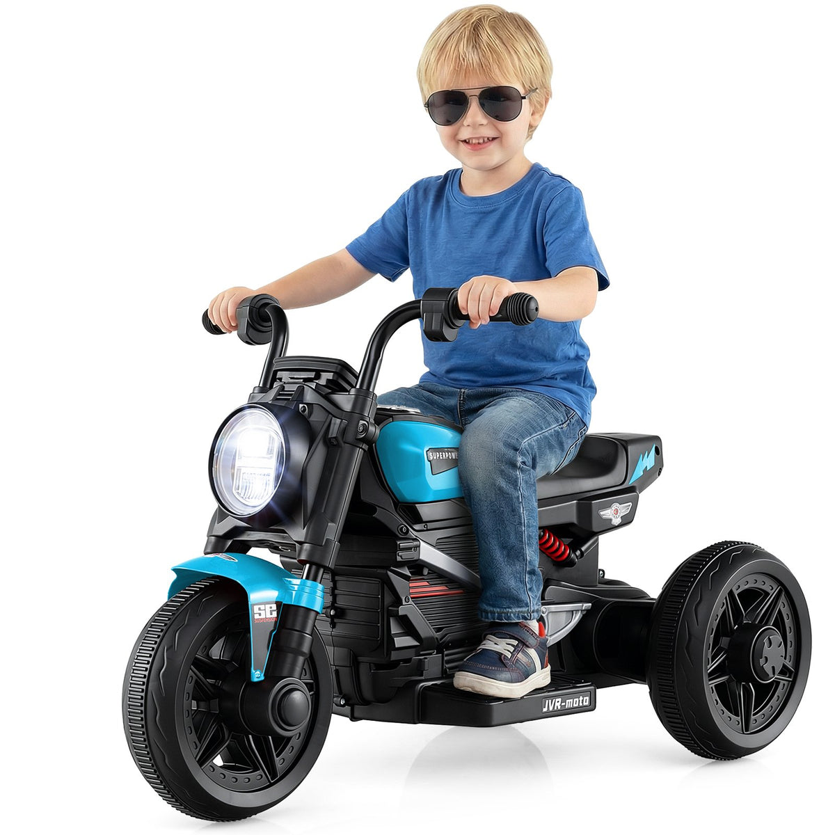 6V Kids Electric Motorcycle with LED Headlight and Music for Toddlers Aged 3-5-Blue view 4