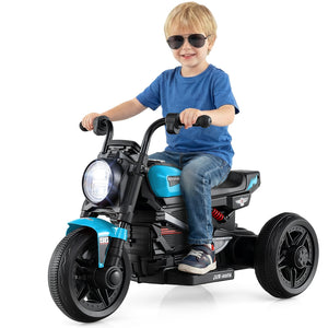 6V Kids Electric Motorcycle with LED Headlight and Music for Toddlers Aged 3-5-Blue view 4