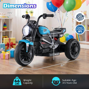 6V Kids Electric Motorcycle with LED Headlight and Music for Toddlers Aged 3-5-Blue view 5