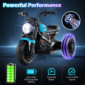 6V Kids Electric Motorcycle with LED Headlight and Music for Toddlers Aged 3-5-Blue view 6