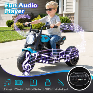6V Kids Electric Motorcycle with LED Headlight and Music for Toddlers Aged 3-5-Blue view 8
