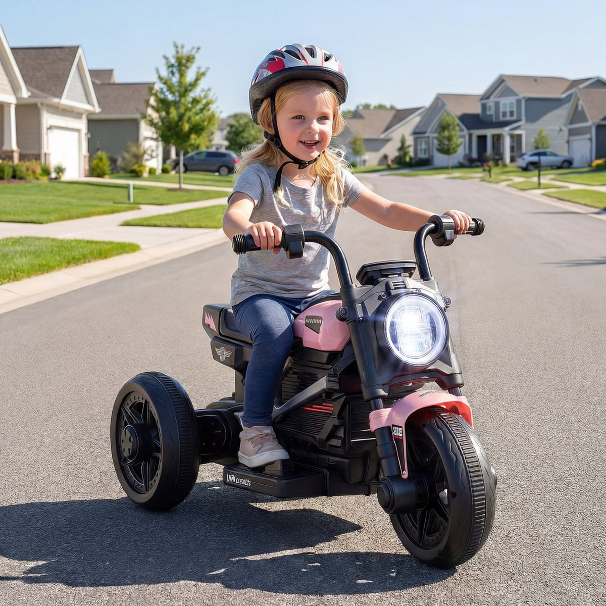 6V Kids Electric Motorcycle with LED Headlight and Music for Toddlers Aged 3-5-Pink view 2