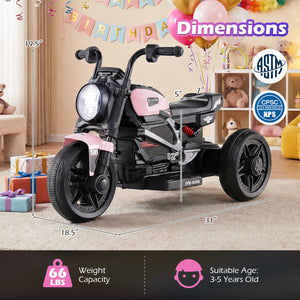6V Kids Electric Motorcycle with LED Headlight and Music for Toddlers Aged 3-5-Pink view 5