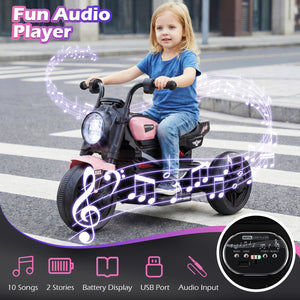 6V Kids Electric Motorcycle with LED Headlight and Music for Toddlers Aged 3-5-Pink view 7