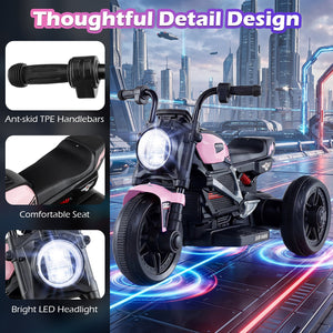 6V Kids Electric Motorcycle with LED Headlight and Music for Toddlers Aged 3-5-Pink view 9