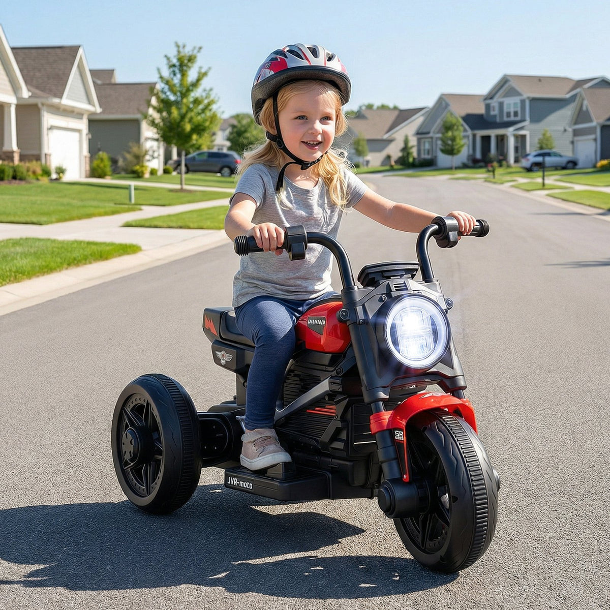 6V Kids Electric Motorcycle with LED Headlight and Music for Toddlers Aged 3-5-Red view 2