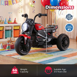 6V Kids Electric Motorcycle with LED Headlight and Music for Toddlers Aged 3-5-Red view 5