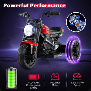 6V Kids Electric Motorcycle with LED Headlight and Music for Toddlers Aged 3-5-Red view 6