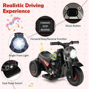 6V Kids Electric Ride on Motorcycle with Bubble Maker and Music-Black view 8