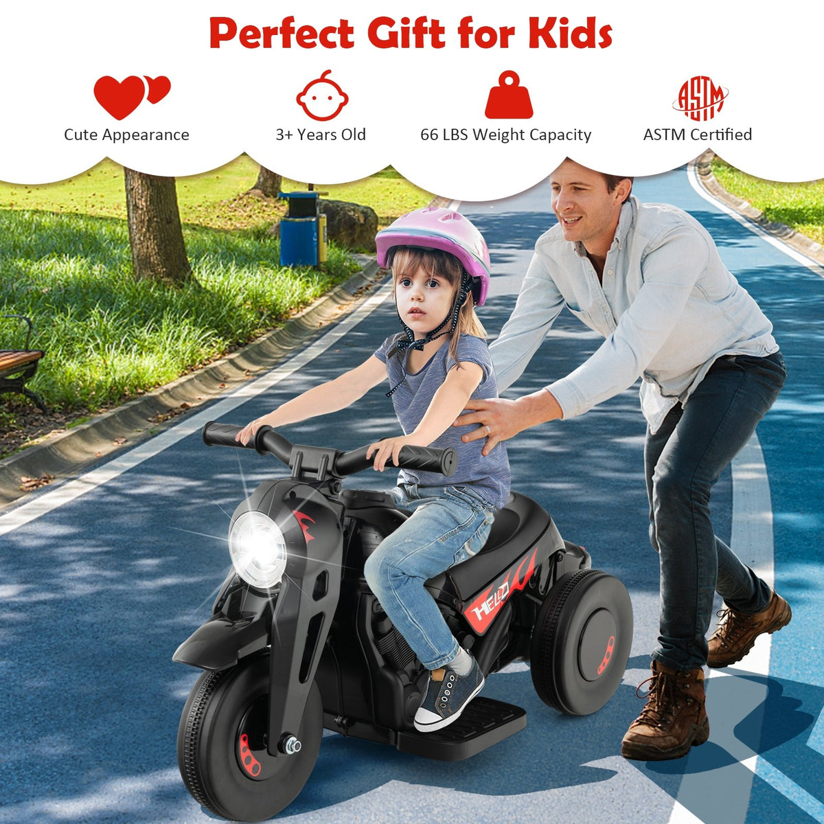6V Kids Electric Ride on Motorcycle with Bubble Maker and Music-Black view 9