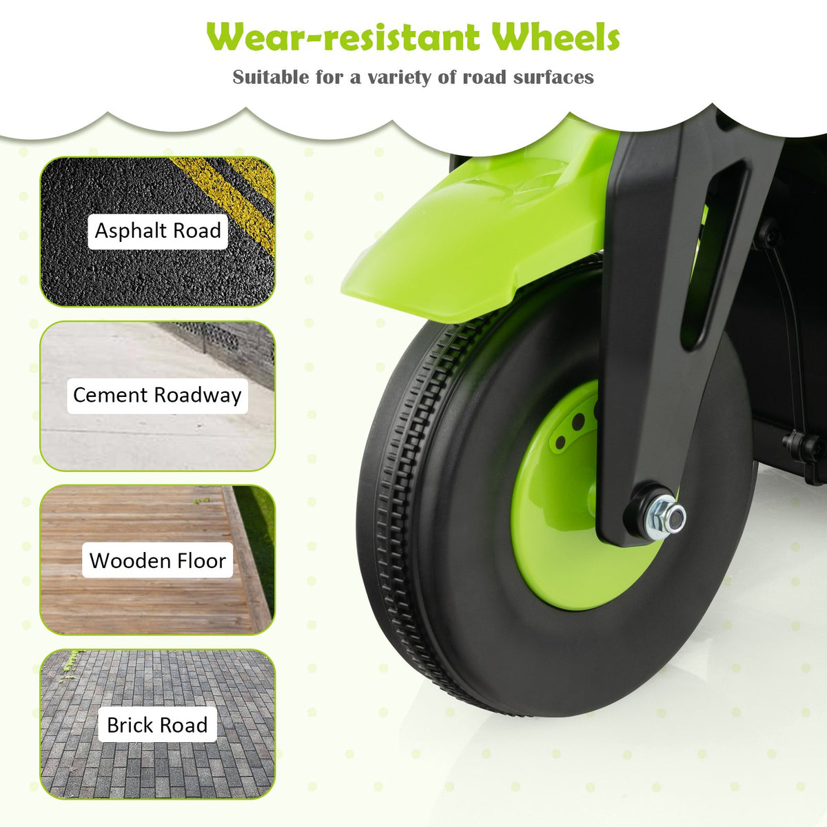 6V Kids Electric Ride on Motorcycle with Bubble Maker and Music-Green view 6