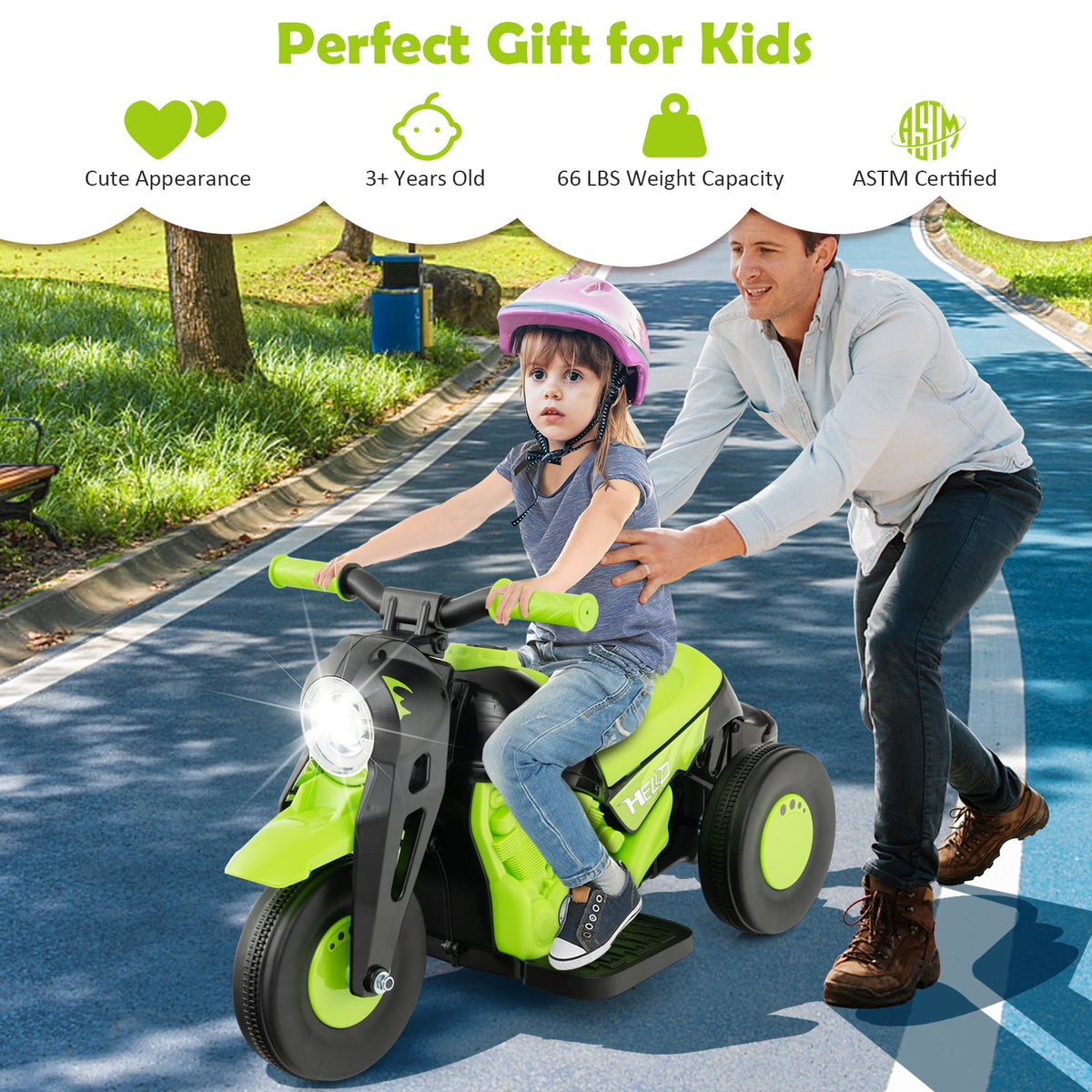 6V Kids Electric Ride on Motorcycle with Bubble Maker and Music-Green view 8