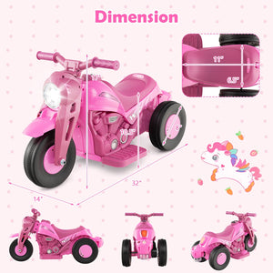 6V Kids Electric Ride on Motorcycle with Bubble Maker and Music-Pink view 4