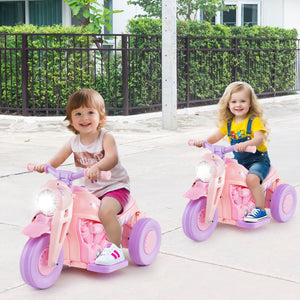 6V Kids Electric Ride on Motorcycle with Bubble Maker and Music-Pink and Purple view 3
