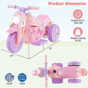 6V Kids Electric Ride on Motorcycle with Bubble Maker and Music-Pink and Purple view 5