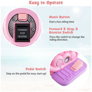 6V Kids Electric Ride on Motorcycle with Bubble Maker and Music-Pink and Purple view 6
