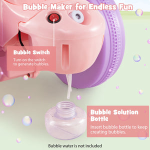 6V Kids Electric Ride on Motorcycle with Bubble Maker and Music-Pink and Purple view 8