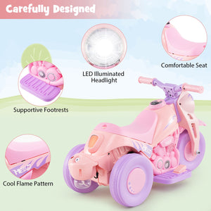 6V Kids Electric Ride on Motorcycle with Bubble Maker and Music-Pink and Purple view 9