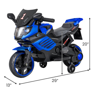 6V Kids Motorcycle with Headlights Music and Detachable Training Wheels-Navy view 5