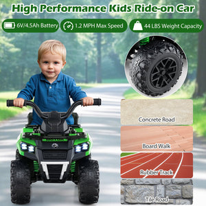 6V Kids Ride On ATV with Spray Function and Storage Box with Music-Green view 6