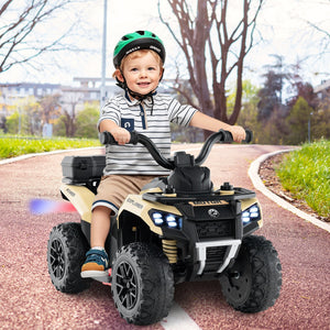 6V Kids Ride On ATV with Spray Function and Storage Box with Music-Khaki view 2