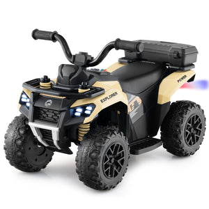 6V Kids Ride On ATV with Spray Function and Storage Box with Music-Khaki view 3