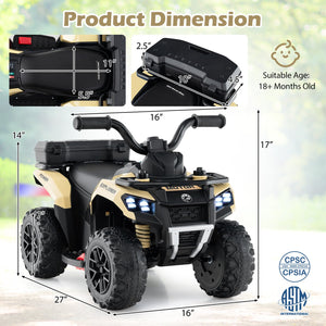 6V Kids Ride On ATV with Spray Function and Storage Box with Music-Khaki view 4