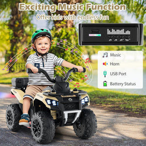 6V Kids Ride On ATV with Spray Function and Storage Box with Music-Khaki view 6