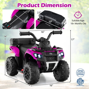 6V Kids Ride On ATV with Spray Function and Storage Box with Music-Pink view 4