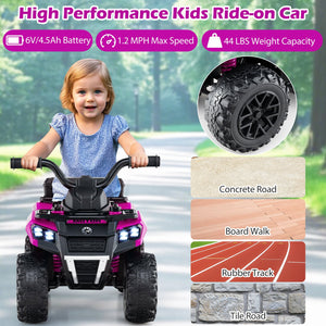 6V Kids Ride On ATV with Spray Function and Storage Box with Music-Pink view 6