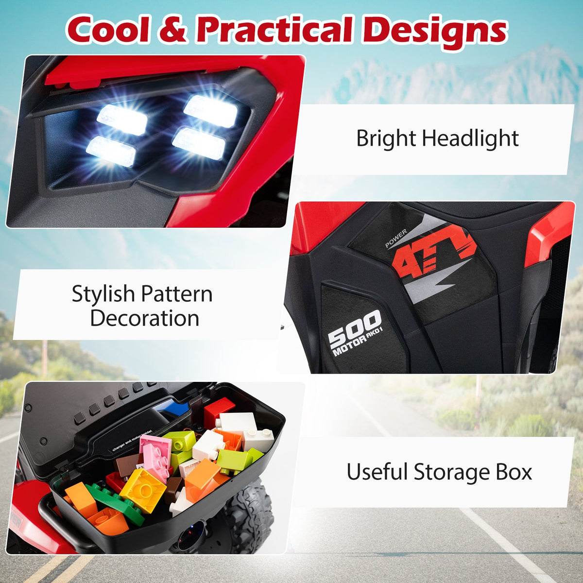 6V Kids Ride On ATV with Spray Function and Storage Box with Music-Red view 8