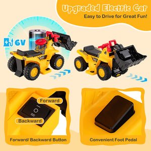 6V Kids Ride On Bulldozer with Folding Basketball Hoop and Balls view 4