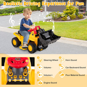 6V Kids Ride On Bulldozer with Folding Basketball Hoop and Balls view 5