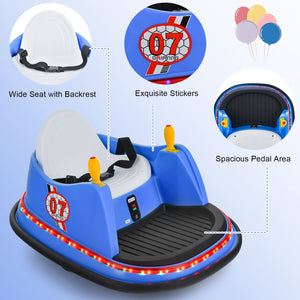 12V Electric Kids Ride On Bumper Car with Flashing Lights for Toddlers-Blue view 8