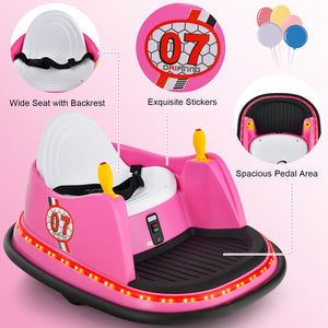 12V Electric Kids Ride On Bumper Car with Flashing Lights for Toddlers-Pink view 8