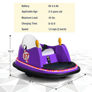 12V Electric Kids Ride On Bumper Car with Flashing Lights for Toddlers-Purple view 4