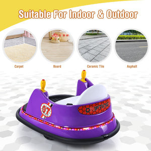 12V Electric Kids Ride On Bumper Car with Flashing Lights for Toddlers-Purple view 8