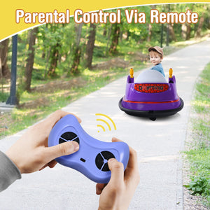 12V Electric Kids Ride On Bumper Car with Flashing Lights for Toddlers-Purple view 9