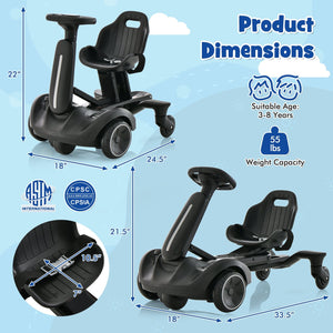 6V Kids Ride on Drift Car with 360° Spin and 2 Adjustable Heights-Black view 5