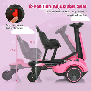 6V Kids Ride on Drift Car with 360° Spin and 2 Adjustable Heights-Pink view 9