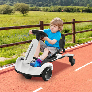 6V Kids Ride on Drift Car with 360° Spin and 2 Adjustable Heights-White view 2