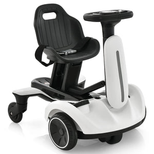 6V Kids Ride on Drift Car with 360° Spin and 2 Adjustable Heights-White view 4