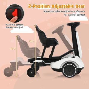 6V Kids Ride on Drift Car with 360° Spin and 2 Adjustable Heights-White view 9