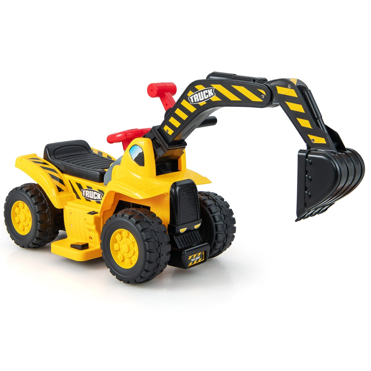 6V Kids Ride On Excavator Fun Digger with Folding Basketball Hoop view 3