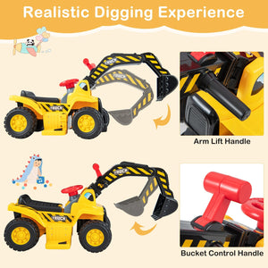 6V Kids Ride On Excavator Fun Digger with Folding Basketball Hoop view 7