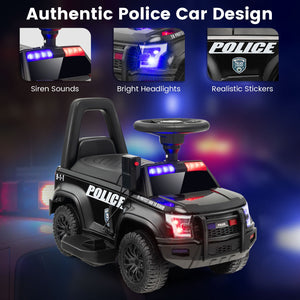6V Kids Ride On Police Car with Real Megaphone and Siren Flashing Lights-Black view 3