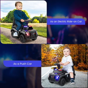6V Kids Ride On Police Car with Real Megaphone and Siren Flashing Lights-Black view 7