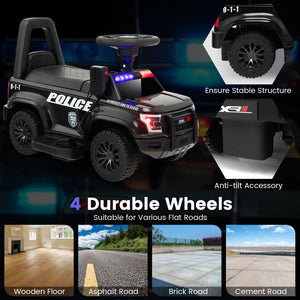 6V Kids Ride On Police Car with Real Megaphone and Siren Flashing Lights-Black view 9