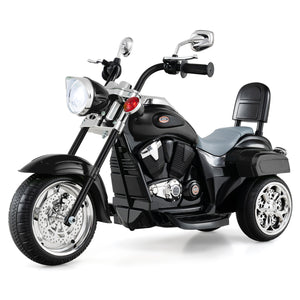 6V Powered Toddler 3-Wheel Motorbike Ride On Toy with Horn and Headlight-Black