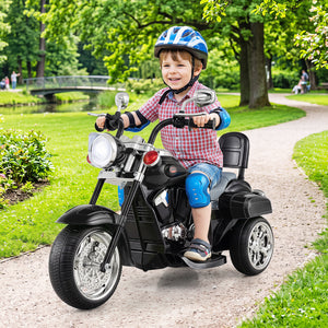 6V Powered Toddler 3-Wheel Motorbike Ride On Toy with Horn and Headlight-Black view 2
